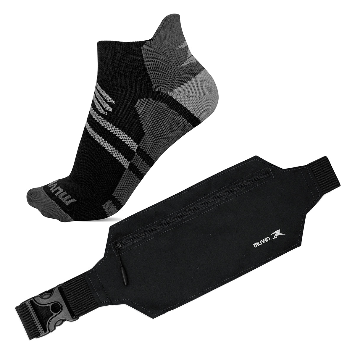 Kit Meia Cano Curto de Compressão Arrow + Pochete Porta Celular