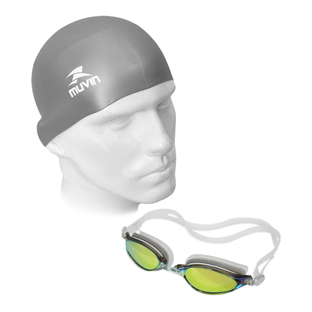 Kit Óculos de Natação Whale LZ + Touca de Natação em Silicone Standard