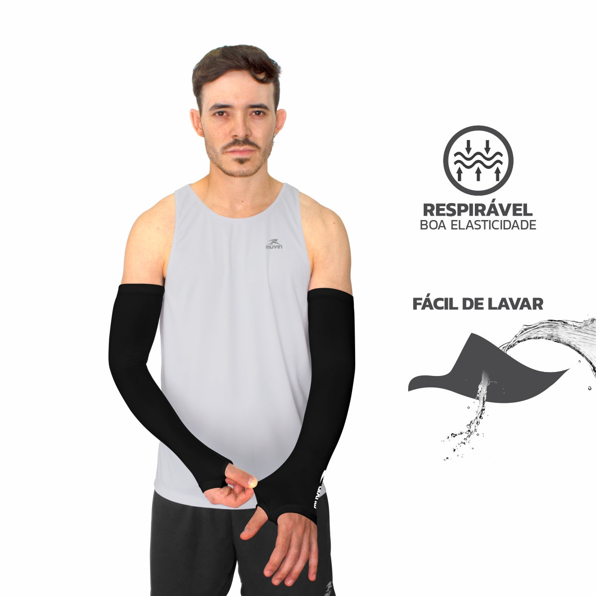 Manguito Longo Elástico Basic HC FPS UV50+ - Kit com 3