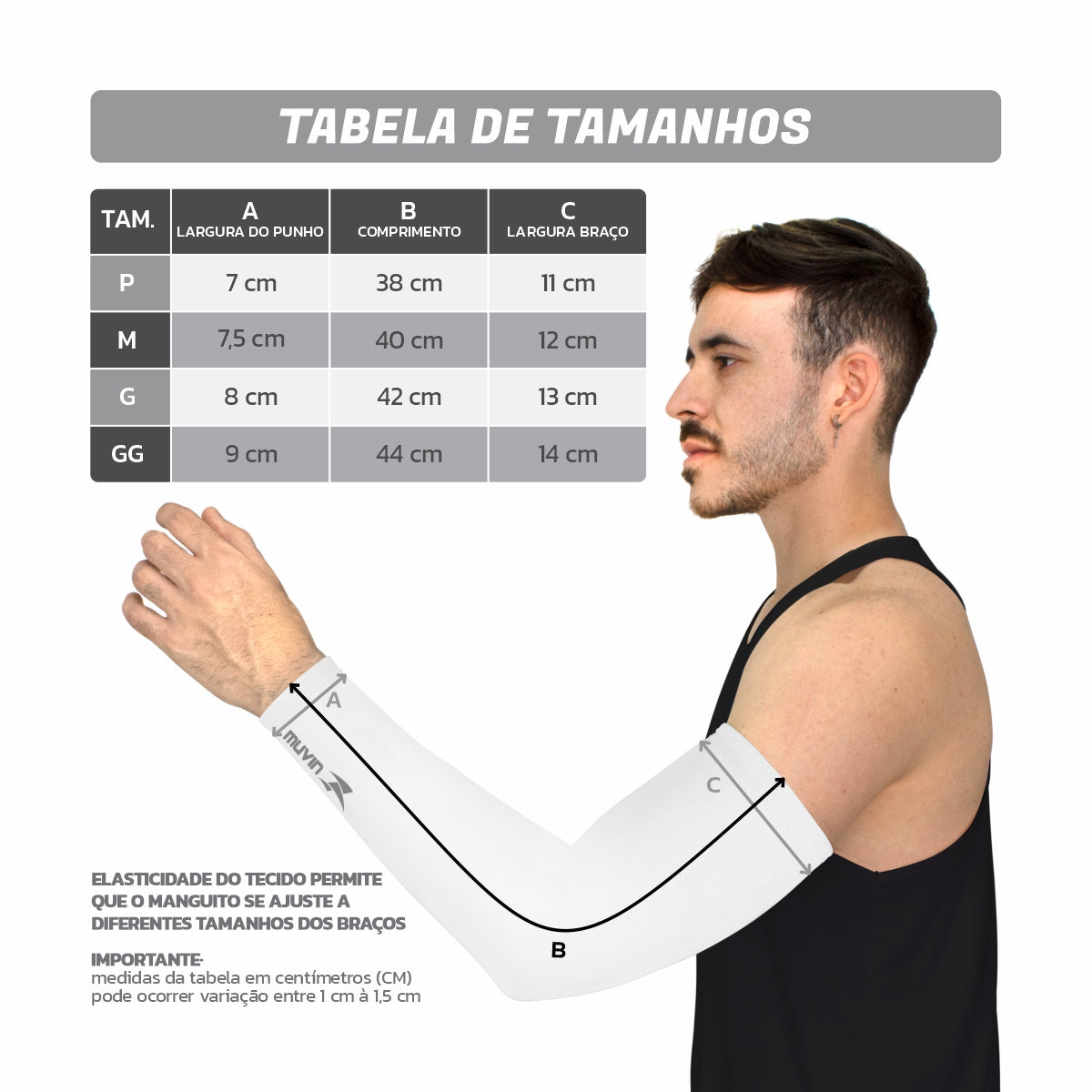 Manguito Longo Elástico Basic FPS UV50+ - Kit com 3