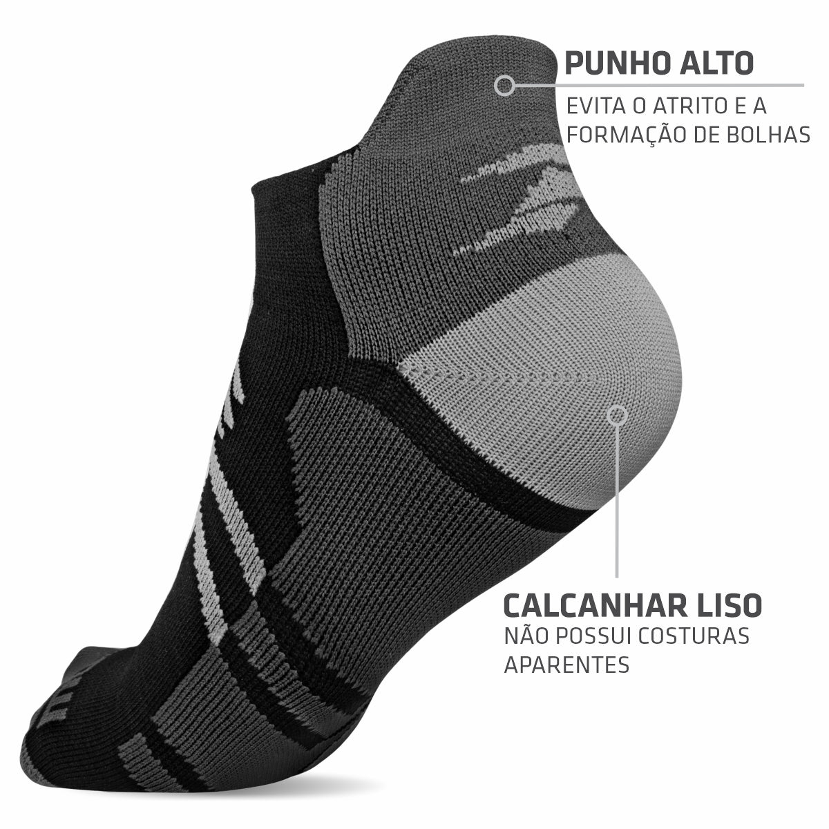 Kit Meia Cano Curto de Compressão Arrow + Pochete Porta Celular