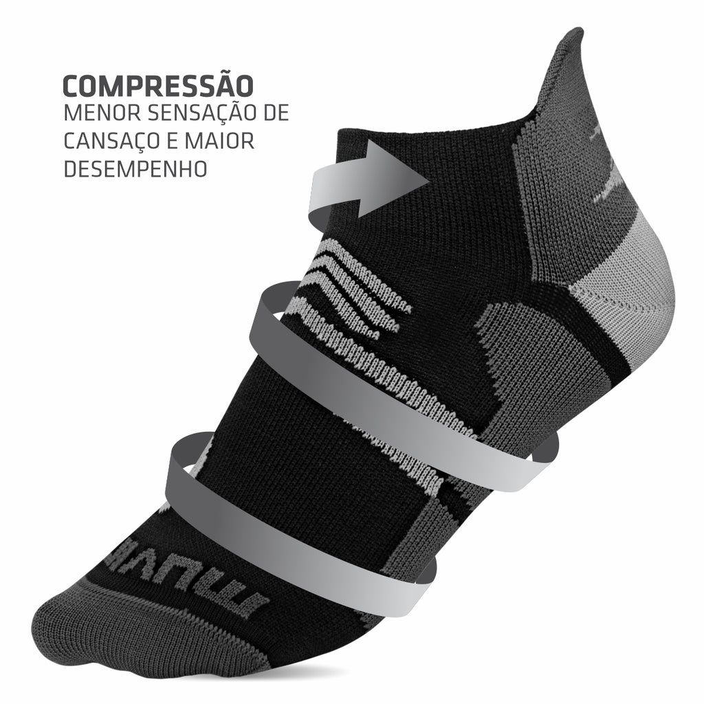 Kit Meia Cano Curto de Compressão Arrow + Pochete Porta Celular