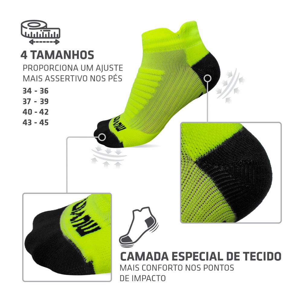 Meia Cano Curto Sport Performance - Kit com 3