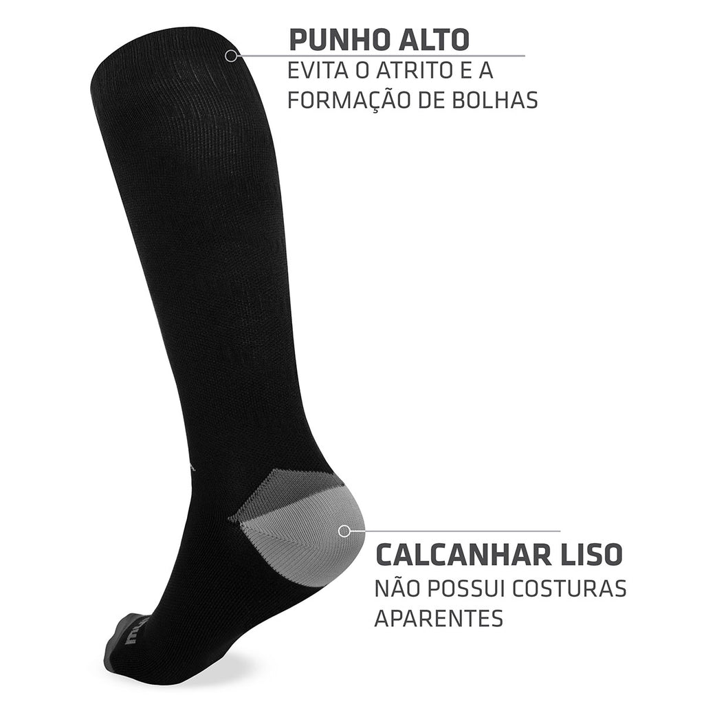 Kit Meia Cano Longo de Compressão Solid + Pochete Porta Celular