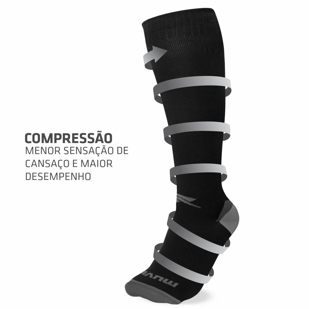 Kit Meia Cano Longo de Compressão Solid + Pochete Porta Celular