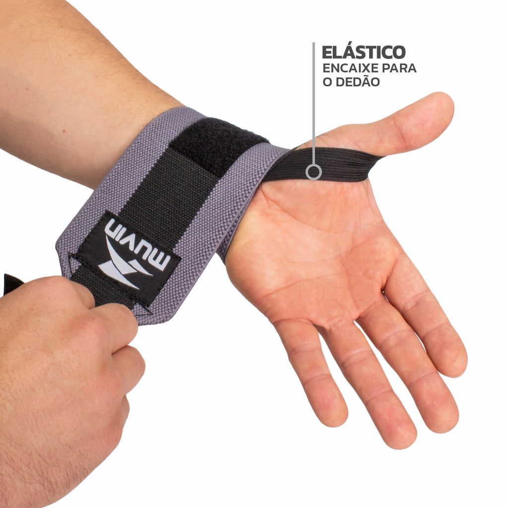 Kit Cinturão de Musculação + Munhequeira Elástica Curta para LPO