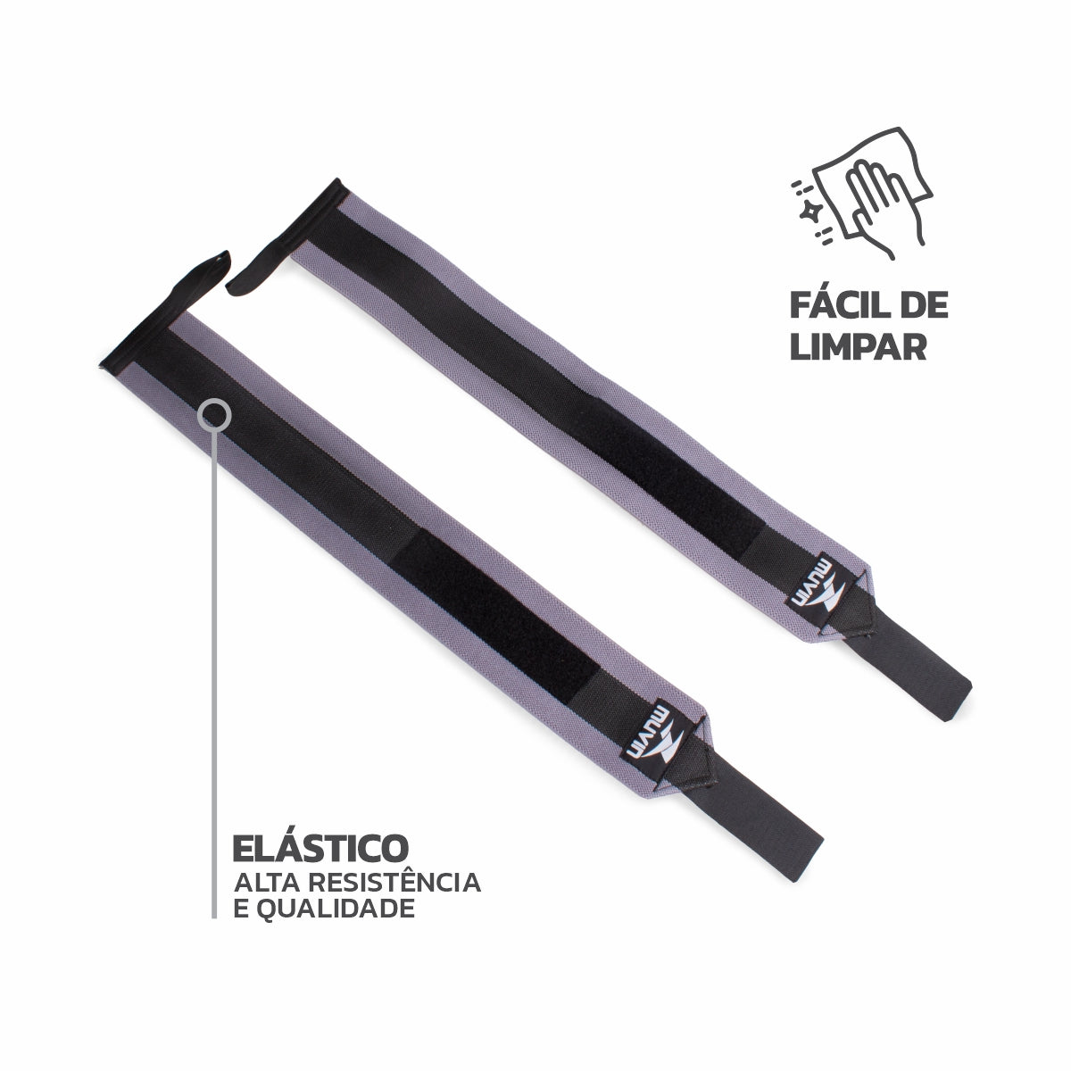 Kit Cinturão de Musculação + Munhequeira Elástica Longa para LPO
