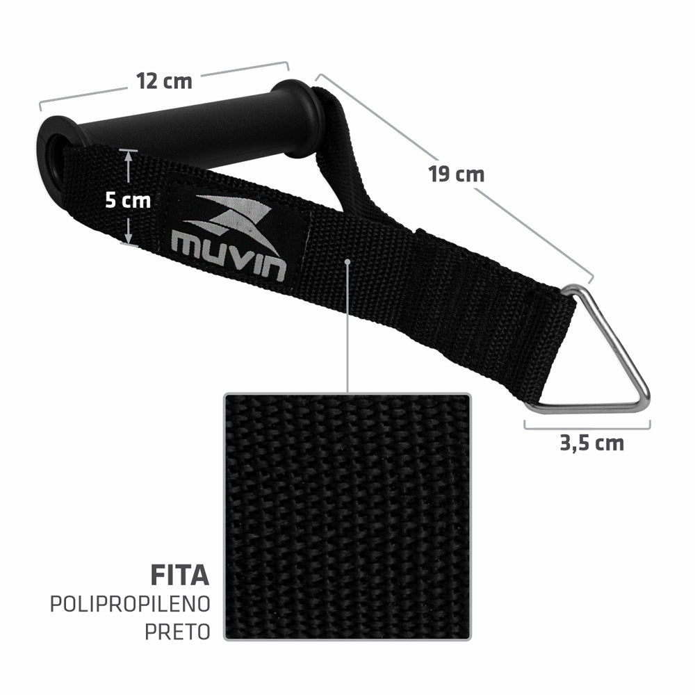 Kit com 5 Puxador para Musculação em Fita Reforçada Muvin