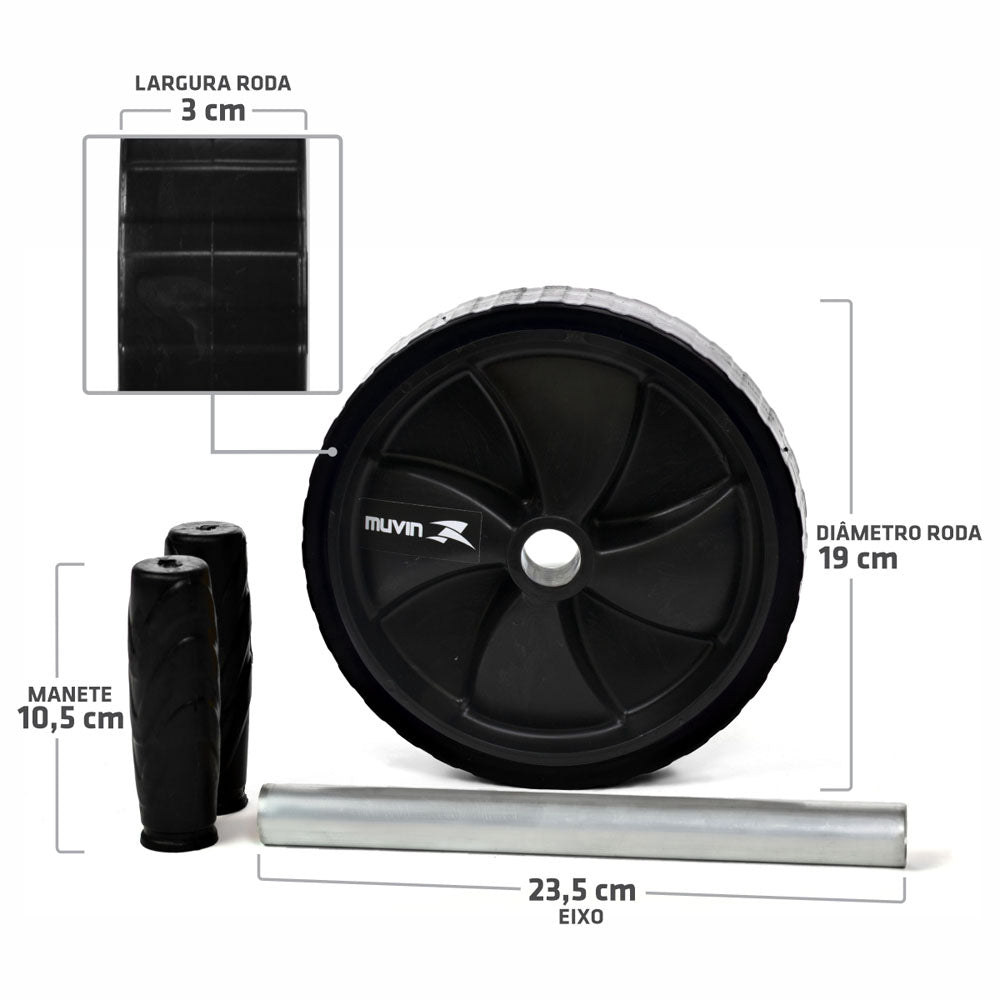 Kit Roda de Exercícios + Corda de Pular Ajustável Muvin