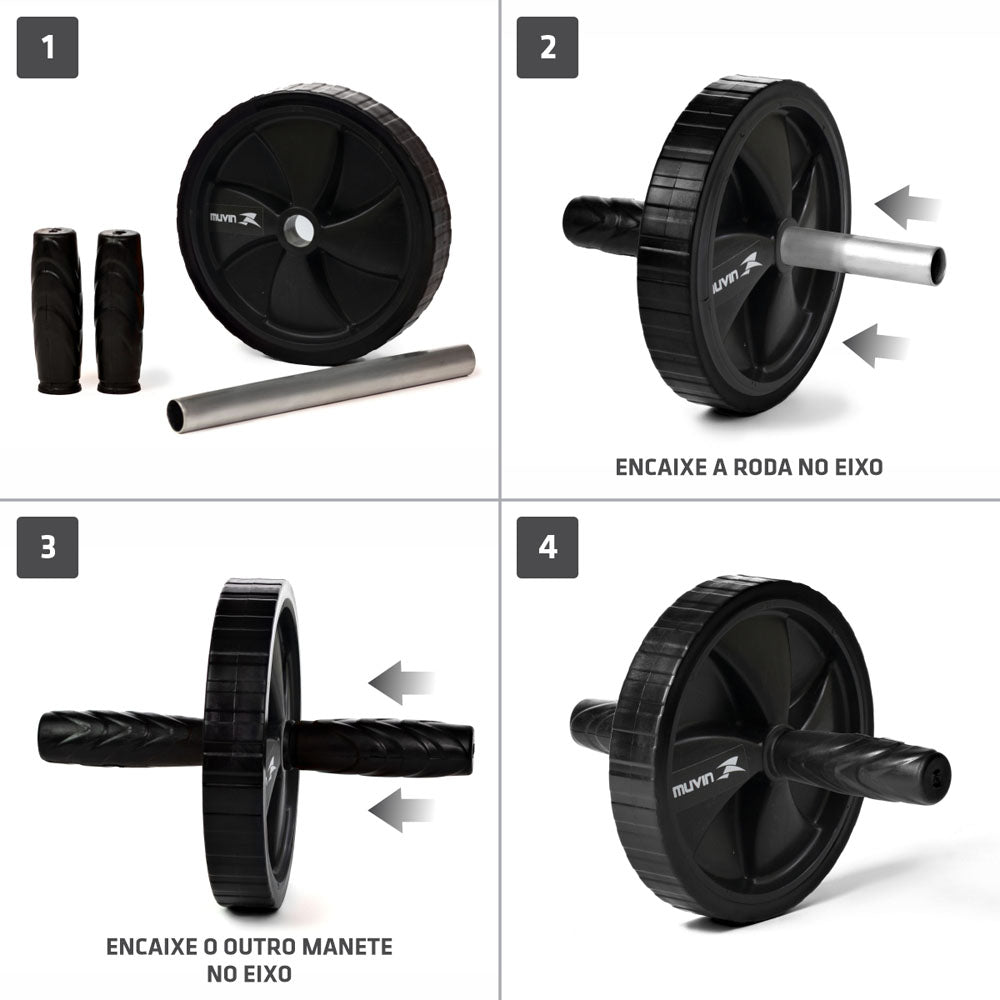 Kit Roda de Exercícios + Corda de Pular Ajustável Muvin