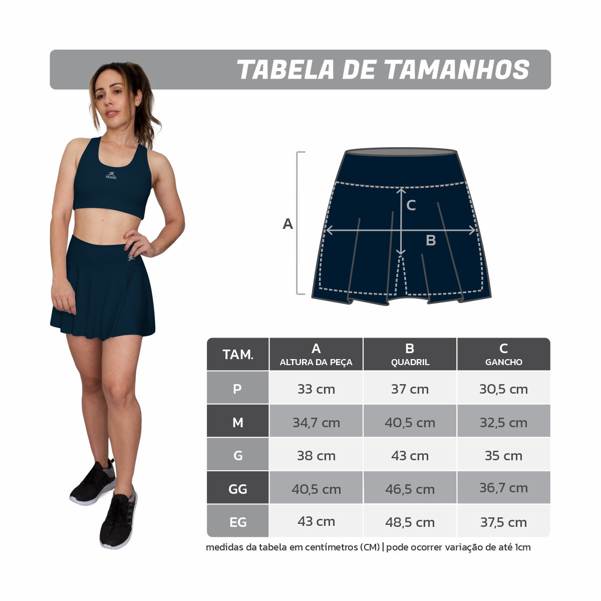 Short Saia Fitness Basic - Feminino