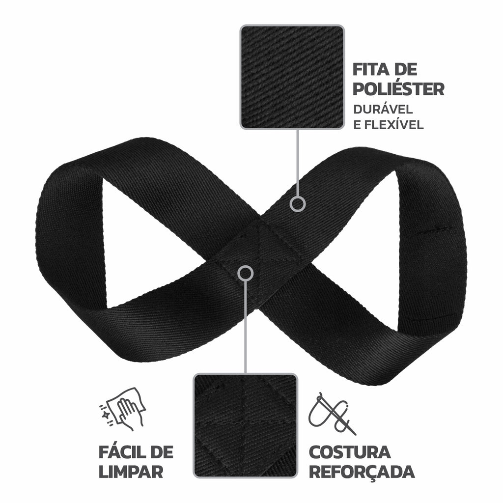 Kit Cinturão de Musculação + Straps Musculação 8-Shape