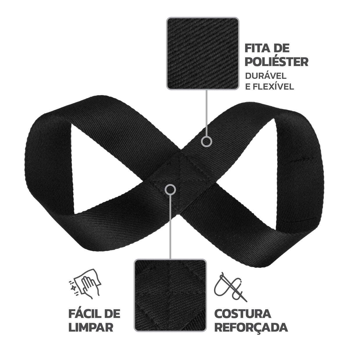 Kit Cinturão de Musculação + Straps Musculação 8-Shape