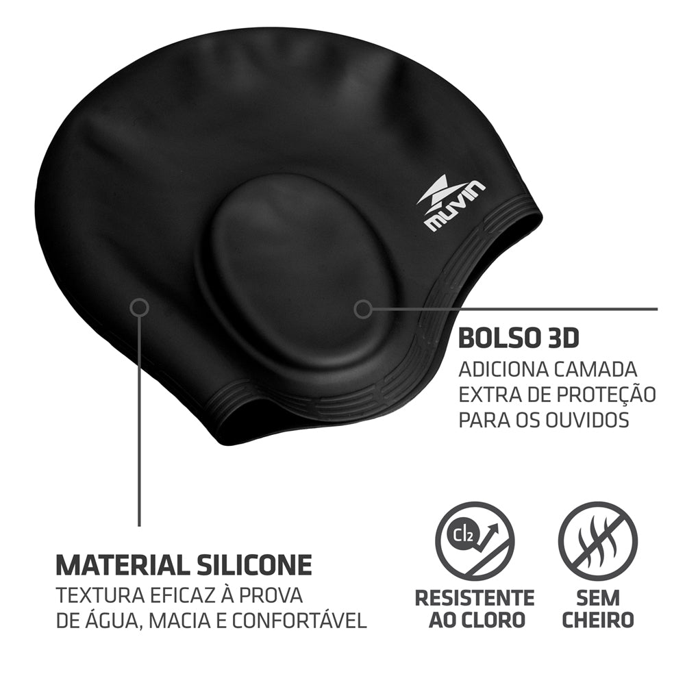 Touca de Natação em Silicone Orelha